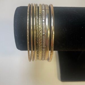 Eight Gold Tone Bangle Bracelet Set